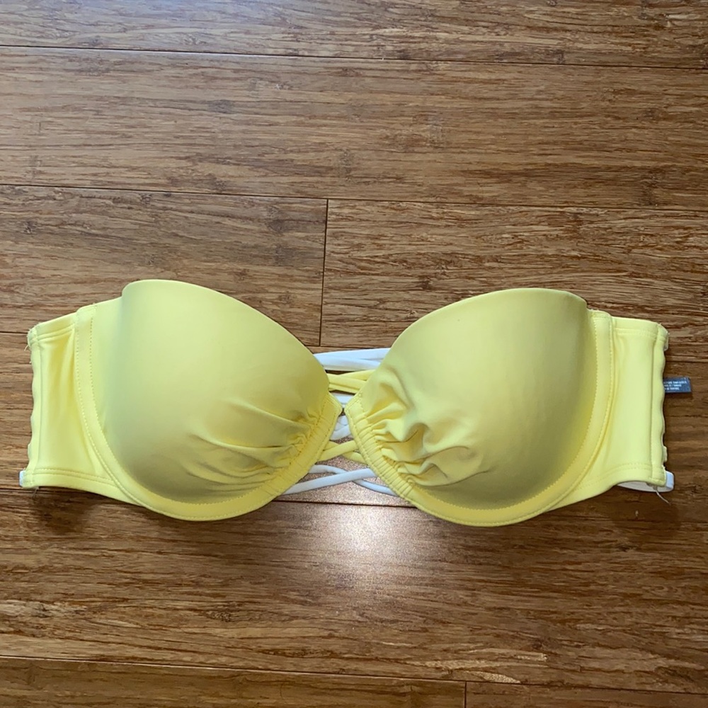 Aerie Yellow Strapless Bathing Suit Top